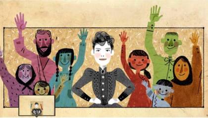 Nellie Bly 'spoke up for those told to shut up'. Animation by Katie Wu for Google.