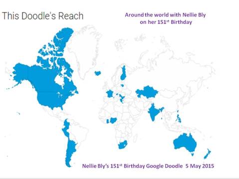 Nellie travelled around the world through cyberspace thanks to Google. Here's her route.